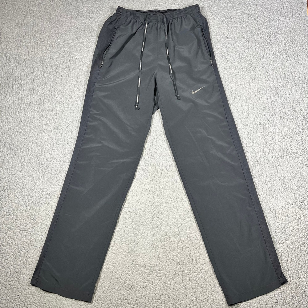 Nike Track Pants Mens M Dri-Fit Running Zipper Pockets Black Gorpcore